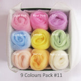 9 Colours Wool Roving Pack - Woodland Colour