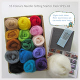 Needle Felting Starter Pack - 15 Colours pack (the best choice to start needle felting )