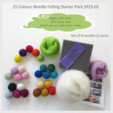 Needle Felting Starter Pack - 25 Colours pack ( A great choice for who loves many colours)