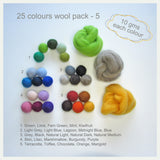 25 Colours Wool Roving Packs - 5 different combinations