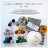 Needle Felting Starter Pack - 25 Colours pack ( A great choice for who loves many colours)