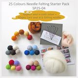 Needle Felting Starter Pack - 25 Colours pack ( A great choice for who loves many colours)