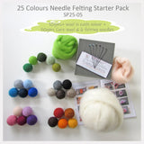 Needle Felting Starter Pack - 25 Colours pack ( A great choice for who loves many colours)