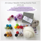 Needle Felting Starter Pack - 25 Colours pack ( A great choice for who loves many colours)