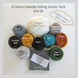 Needle Felting Starter Pack - 9 Colours pack (5 choices)