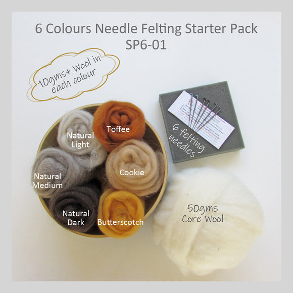 Needle Felting Starter Kit  - 6 Colours (A easy start for beginner)