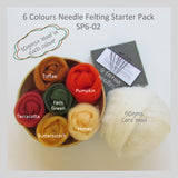 Needle Felting Starter Kit  - 6 Colours (A easy start for beginner)