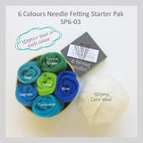 Needle Felting Starter Kit  - 6 Colours (A easy start for beginner)