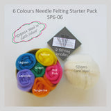 Needle Felting Starter Kit  - 6 Colours (A easy start for beginner)