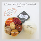 Needle Felting Starter Kit  - 6 Colours (A easy start for beginner)