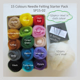 Needle Felting Starter Pack - 15 Colours pack (the best choice to start needle felting )