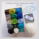 Needle Felting Starter Pack - 15 Colours pack (the best choice to start needle felting )