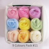 9 Colours Wool Roving Pack - Pastels