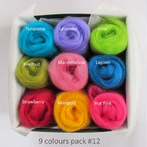 9 Colours Wool Roving Pack - Summer Garden