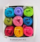 NZ wool roving Mixed colours pack for felting, weaving & spinning