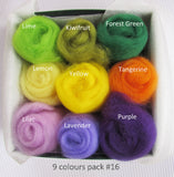 NZ wool roving Mixed colours pack for felting, weaving & spinning