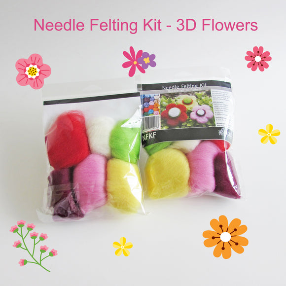 Needle Felting Beginner DIY Kit - 3D Flowers