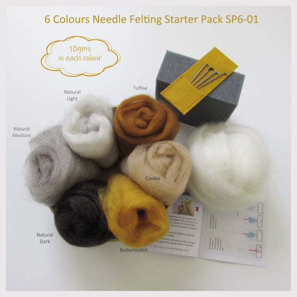 Needle Felting Starter Kit  - 6 Colours (A easy start for beginner)