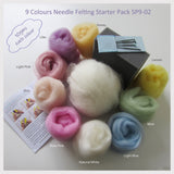 Needle Felting Starter Pack - 9 Colours pack (5 choices)
