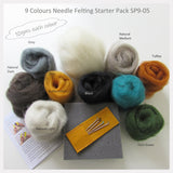 Needle Felting Starter Pack - 9 Colours pack (5 choices)