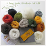 Needle Felting Starter Pack - 12 Colours pack (A popular choice for beginner)