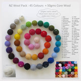 45 Colours Wool Roving Pack - Suitable for Needle Felting & Wet Felting
