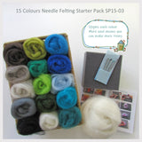 Needle Felting Starter Pack - 15 Colours pack (the best choice to start needle felting )