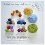 25 Colours Wool Roving Packs - 5 different combinations