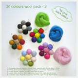 36 Colours Wool Roving Pack - 2 different combinations