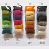 6 Colours NZ Wool Roving Pack - 12 different combinations to choose