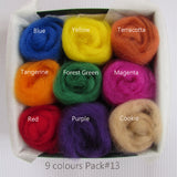 9 Colours Wool Rovings Pack - Vintage