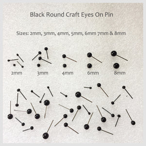 Needle Felting Accessories - Round Black Eyes On Pin