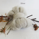 100 grams Natural Colour Wool Roving - Silver
