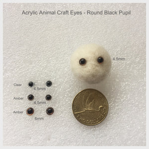 Needle Felting Craft Eyes - Acrylic Eyes With Round Pupil