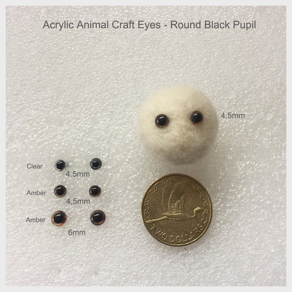 Needle Felting Craft Eyes - Acrylic Eyes With Round Pupil