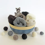 natural colour NZ wool roving, felting , felted animal, needle felting, weaving
