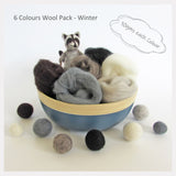 NZ Wool Roving For Felting - 6 colours pack