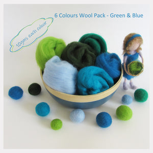 NZ Wool Roving Pack - 6 colours pack