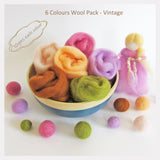 NZ Wool Roving Pack For Felting - 6 colours pack