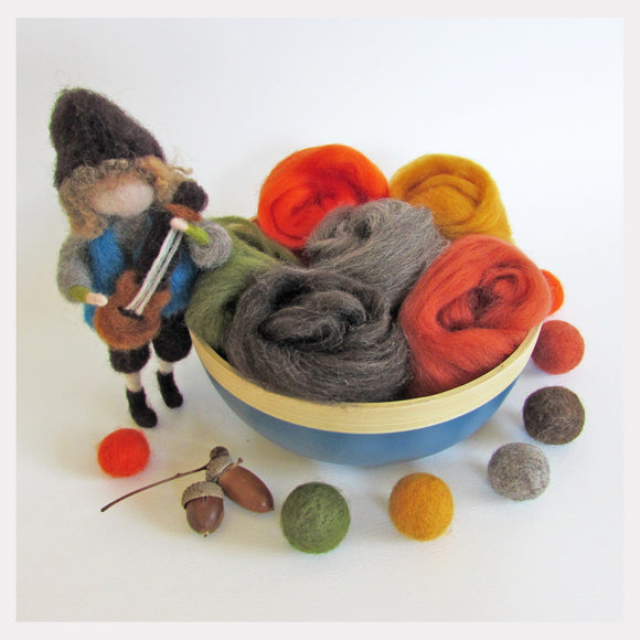 NZ felting wool pack - 6 colours (Autumn)